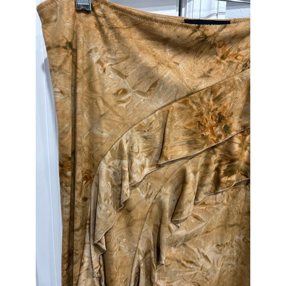 Mesmerize Ruffled Skirt Brown Sz Large Faux Suede Neutral Fall Boho Chic - Picture 4 of 11